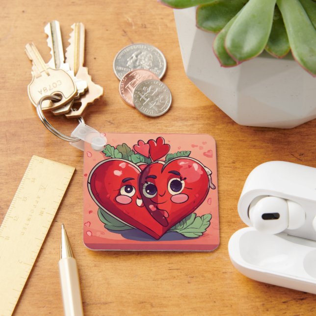 Title: Linked Hearts" Double Heart Keychain (Desk)