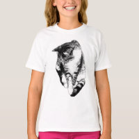 Title: Looking Down Tabby Cat Monochrome Tee