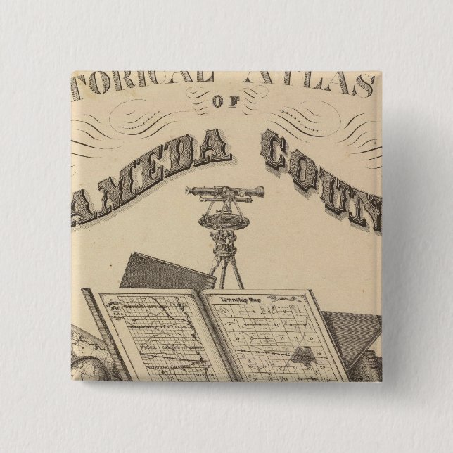 Title Page Alameda County atlas map 2 Inch Square Button (Front)