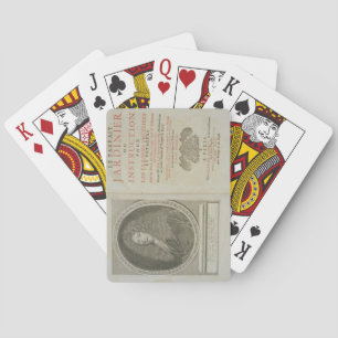 Title page and portrait frontispiece of the author playing cards
