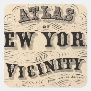 Title Page Atlas of New York, vicinity Square Sticker