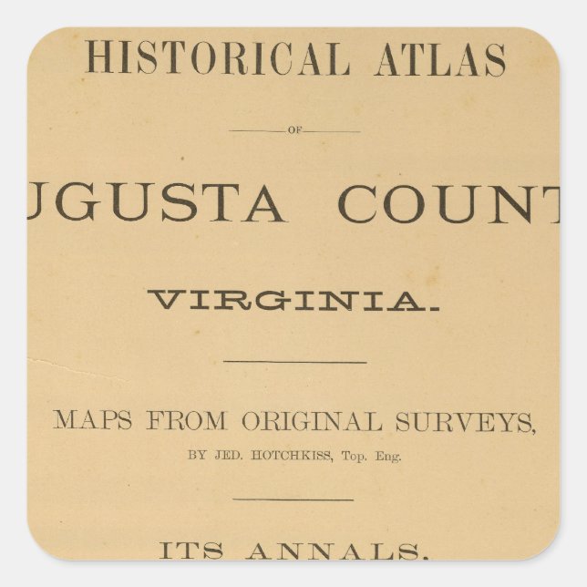 Title Page Augusta County, Virginia Square Sticker (Front)