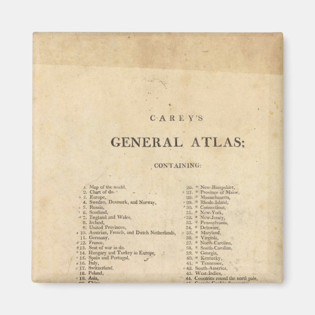 Title Page Carey's general atlas Magnet (Front)