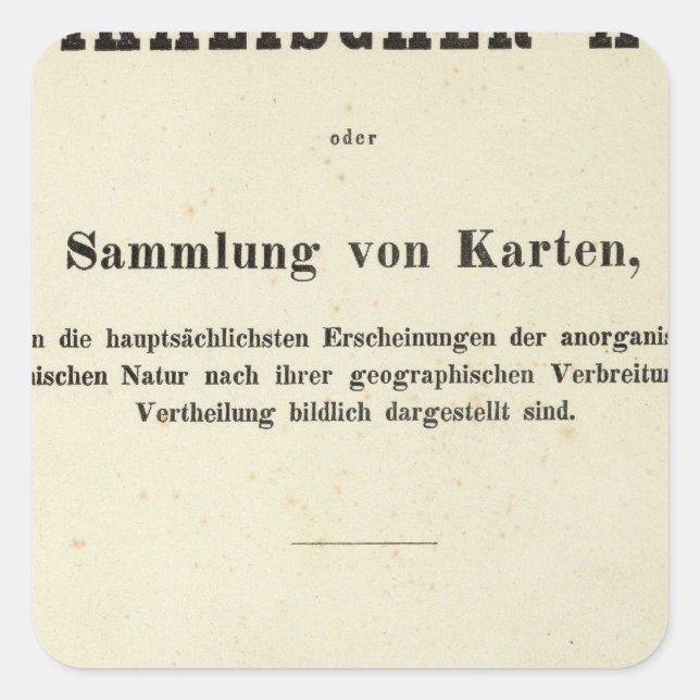 Title Page Dr Heinrich Berghaus Square Sticker (Front)