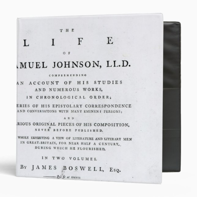 Title page, from 'The Life of Samuel Johnson' Binder (Front/Inside)