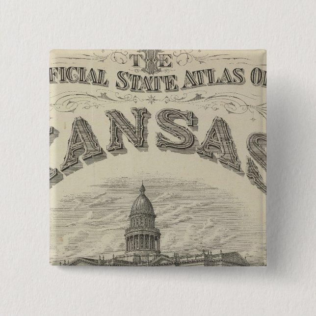 Title Page Kansas Official State Atlas 2 Inch Square Button (Front)