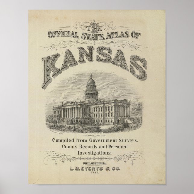Title Page Kansas Official State Atlas Poster (Front)