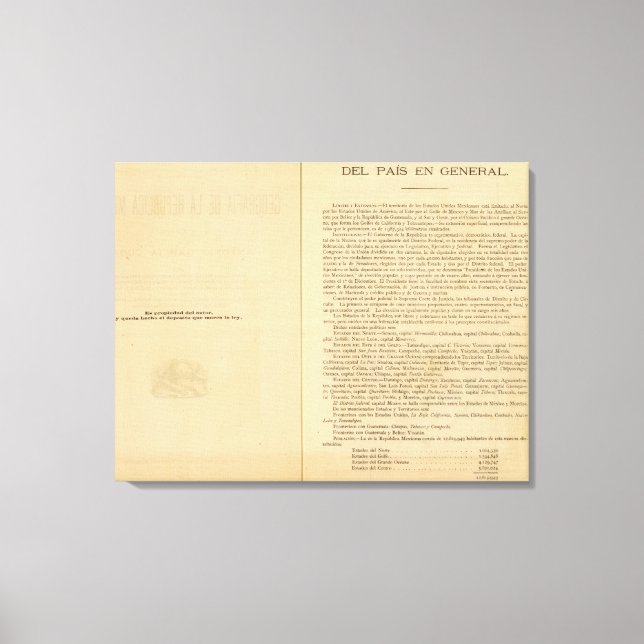 Title Page of 1874 Mexico Atlas Canvas Print (Front)