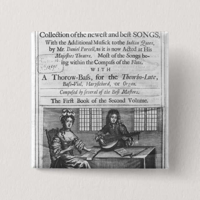 Title page of 'Deliciae Musicae' 2 Inch Square Button (Front)
