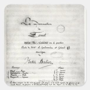 Title page of 'La Damnation de Faust' Square Sticker