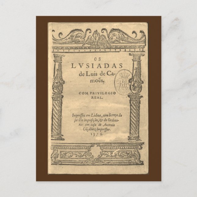 Title page of Os Lusíadas - 1572 ed Postcard (Front)