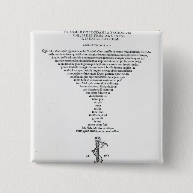 Title page of the Adages of Erasmus 2 Inch Square Button (Front)