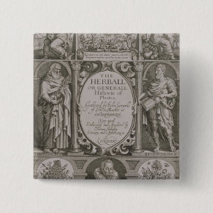 Title page to the second edition of 'The Herball' 2 Inch Square Button