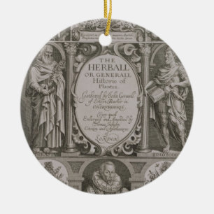 Title page to the second edition of 'The Herball' Ceramic Ornament