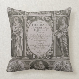 Title page to the second edition of 'The Herball' Throw Pillow