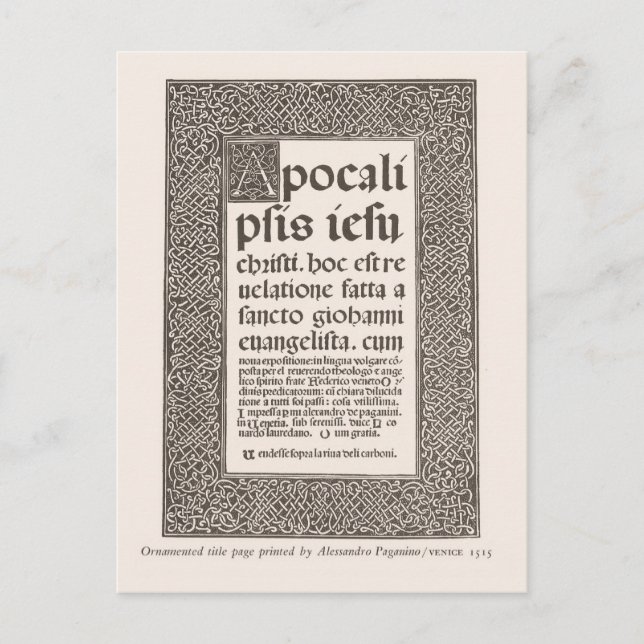 Title page, Venice 1515 Postcard (Front)