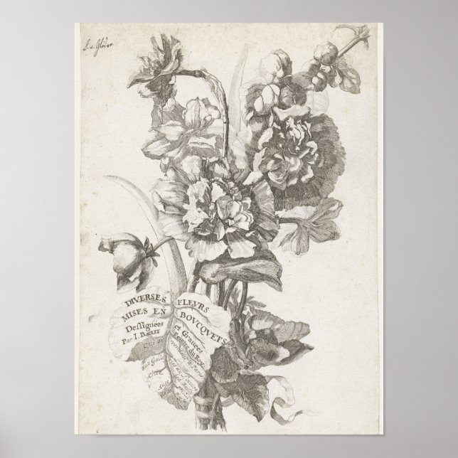 Title Page with a Bouquet of Peonies Poster (Front)