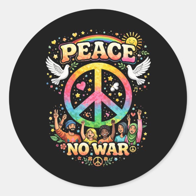 Title: Peace Over War Classic Round Sticker (Front)