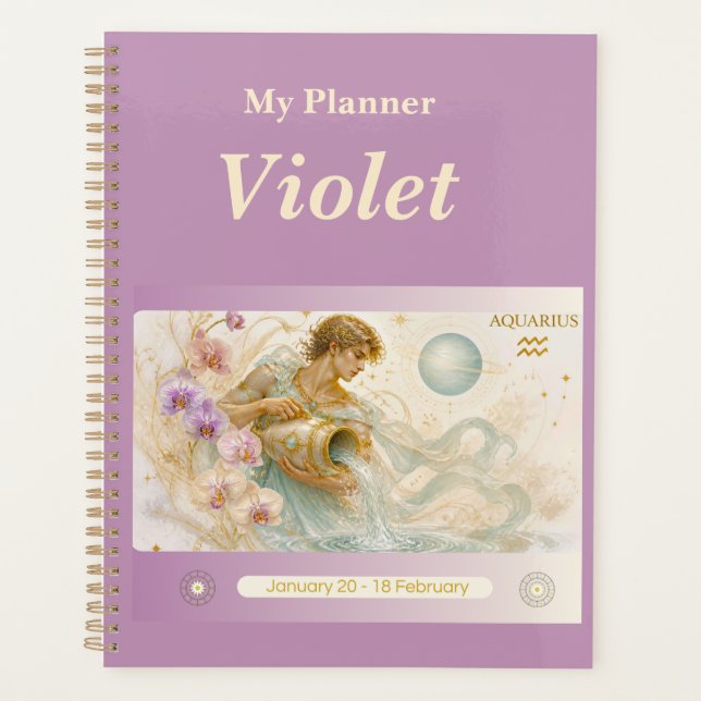 title: Personalized Aquarius Zodiac Planner  (Front)