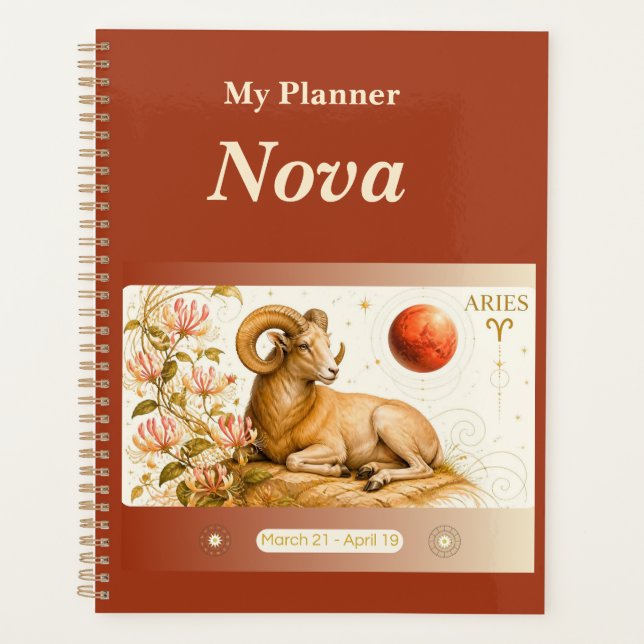 title: Personalized Aries Zodiac Planner  (Front)