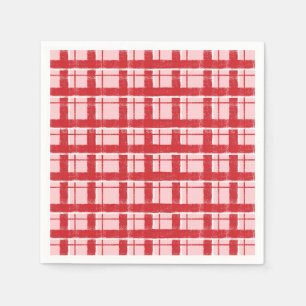 Title  Pink & Red Textured Plaid Pattern   Classic Napkin