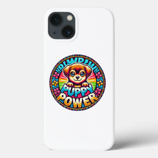 Title: Puppy Power - Cute & Colourful Dog T-shirt iPhone 13 Case