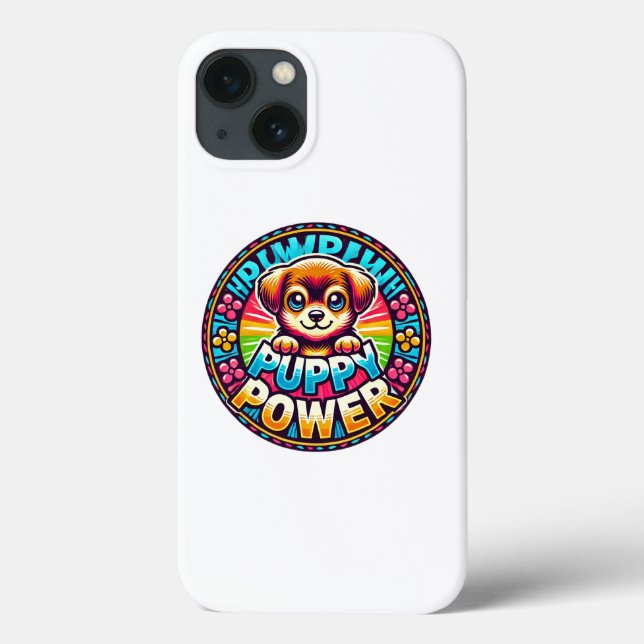 Title: Puppy Power - Cute & Colourful Dog T-shirt  Case-Mate iPhone Case (Back)