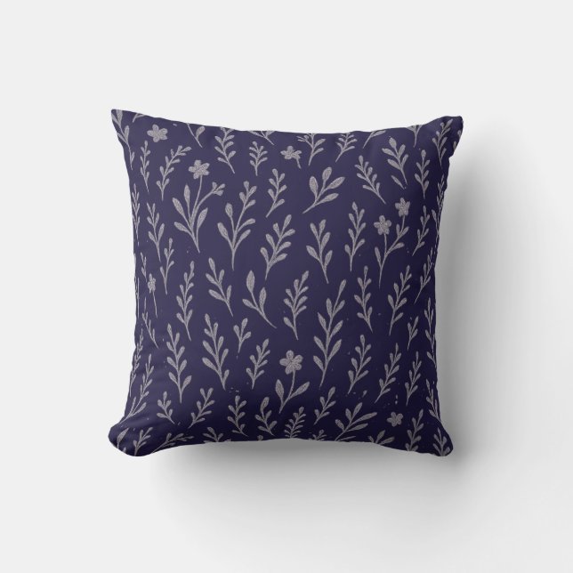 Title: Purple Botanical Web Seamless Pattern Throw Pillow (Front)