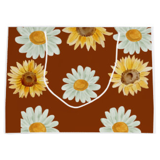 Title: Retro Daisy Floral Birthday Gift Bag, Vinta Large Gift Bag