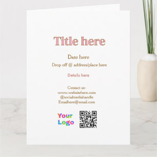 title scan QR contact logo here place date busines Card