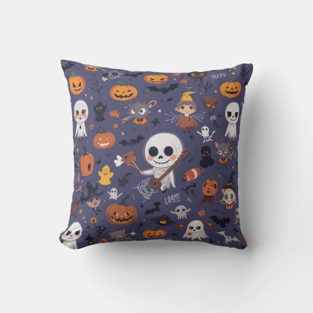 Title Suggestion: Adorable & Spooky Fun Halloween  Throw Pillow (Front)