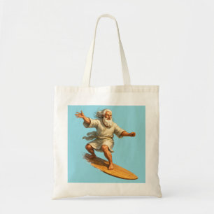 Title surfing Moses biblical art tote bag