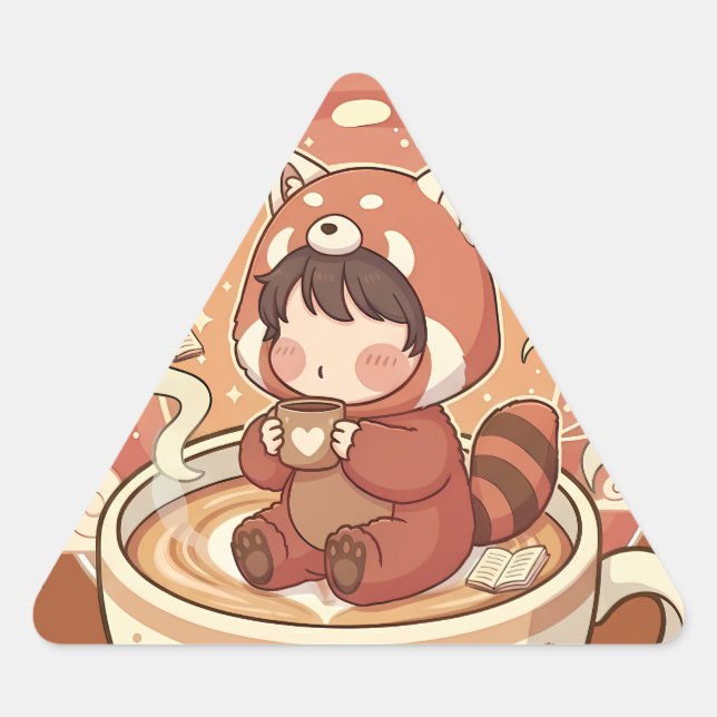 Title: Unique Triangle Red Panda Geometric Sticker (Front)