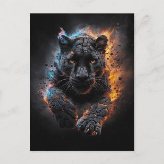 Title: Volcanic Panther Rising from Flames Descri Postcard