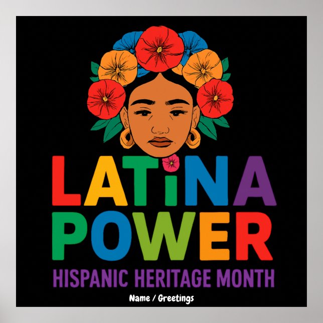 Title: Women Latina Power Flowers Hispanic Month Poster (Front)