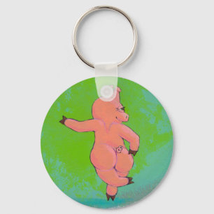 Titled:  Elusive Irish Dancing Pig Keychain