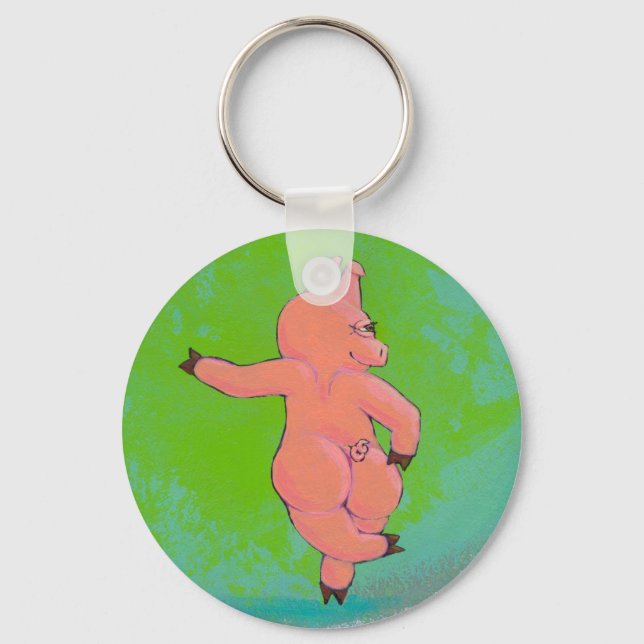 Titled:  Elusive Irish Dancing Pig Keychain (Front)