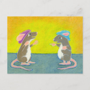 Titled: Rats in Hats - Fun silly happy rodent ART Postcard