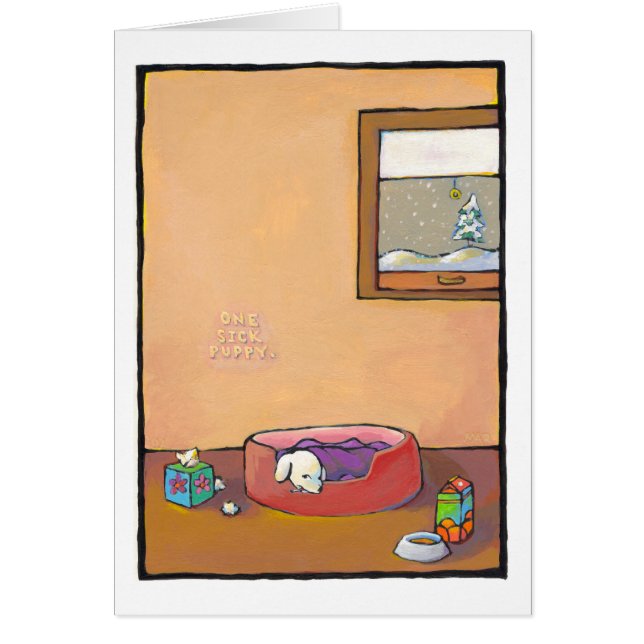 Titled: Sick Puppy - adorable art cold flu health (Front)