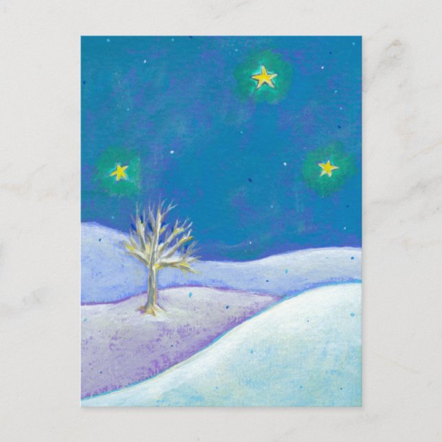 Titled: Silent Night - pretty snow stars CUSTOMIZE Postcard (Front)