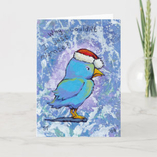 Titled:  Tiny Art #598 - Angry Santa Bird ART Holiday Card