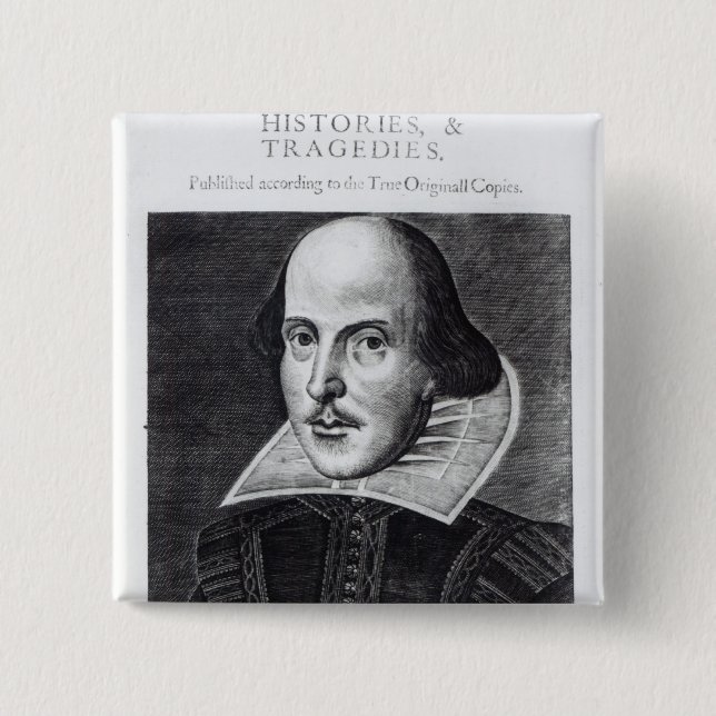 Titlepage, 'Mr. William Shakespeares 2 Inch Square Button (Front)