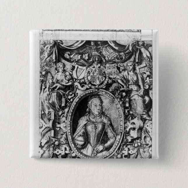 Titlepage of the Bishop's Bible, pub. in 1568 2 Inch Square Button (Front)