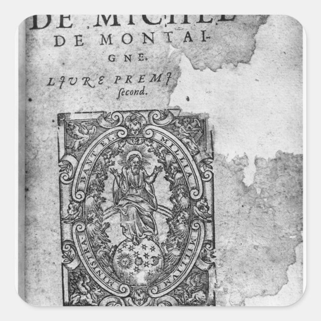 Titlepage of the first edition of 'Essais' Square Sticker (Front)