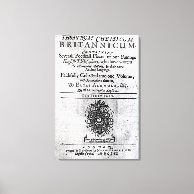 Titlepage 'Theatrum Chemicum Britannicum' Canvas Print (Front)