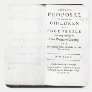Titlepage to 'A Modest Proposal' Square Sticker