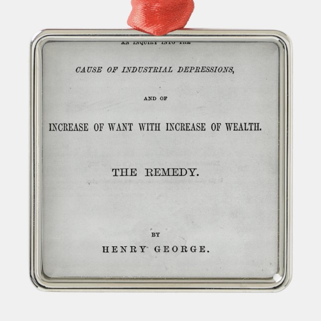 Titlepage to 'Progress and Poverty' Metal Ornament (Front)