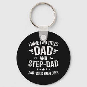 Titles Step Dad Bonus Dad Fathers Day Birthday Chr Keychain