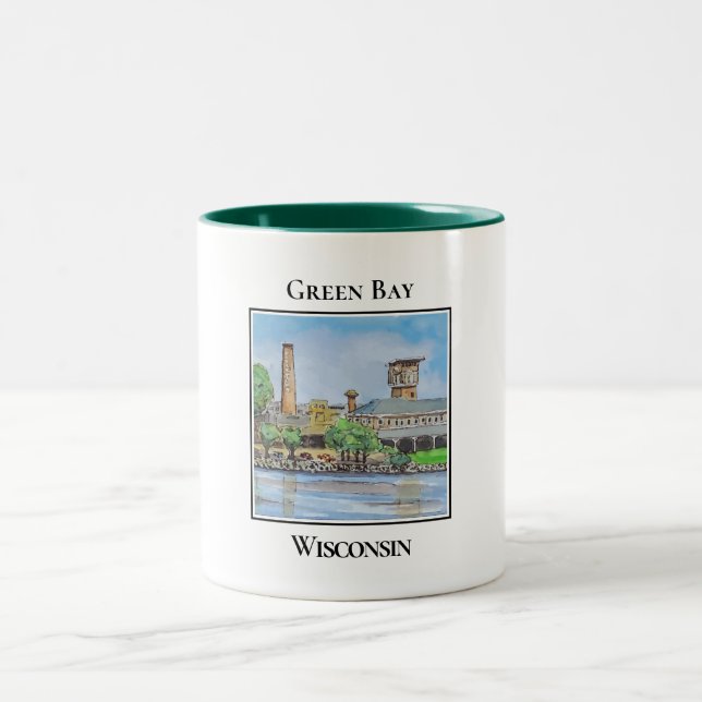 Titletown, Green Bay Wisconsin Two-Tone Coffee Mug (Center)
