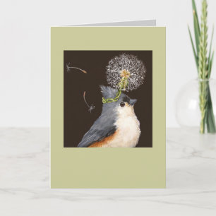 titmouse with dandelion card Leah